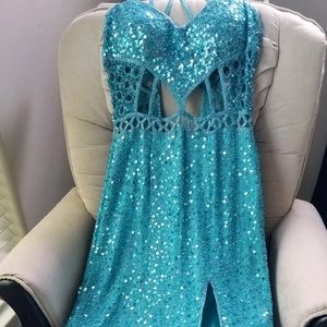 Teal Beaded Formal or Cocktail Dress
